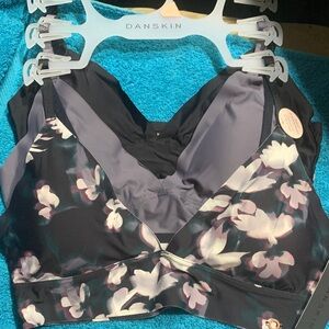 Danskin Floral Print Bra - Black and White